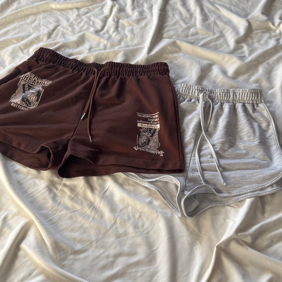 Pants - Women's Brown and Gray Shorts Set